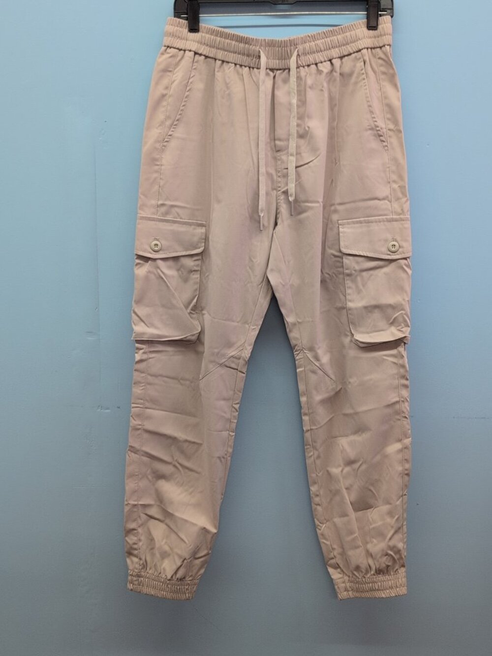 JMIERR Men's Tapered Cargo Jogger Pants Drawstring Sweatpants Size 34 Apricot